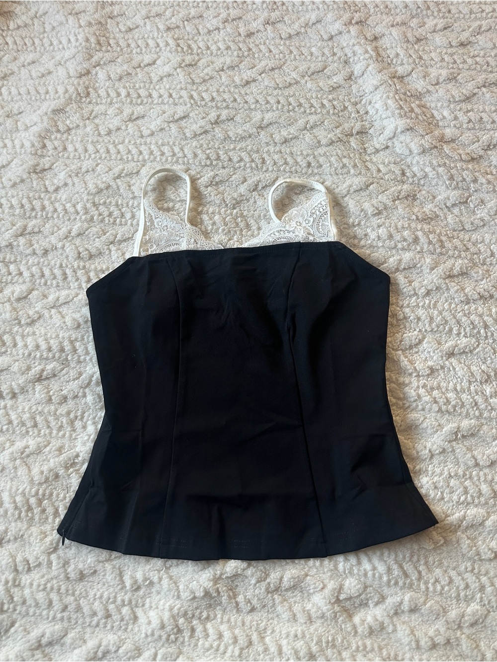 Black Lace-Trim Cami Top